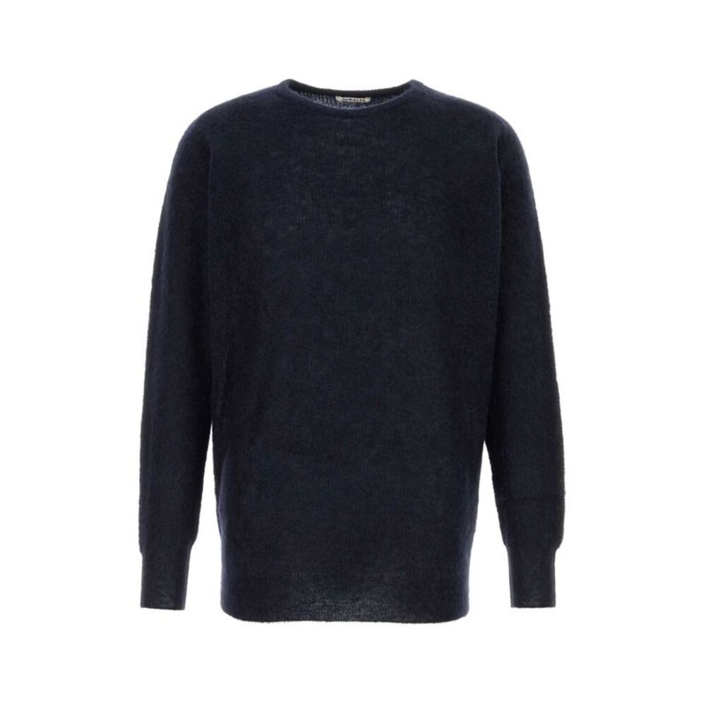 Auralee Men Midnight Blue Alpaca Blend Sweater